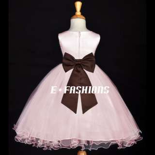 PINK BROWN CHOCOLATE PAGEANT WEDDING FLOWER GIRL DRESS 12M 18M 2 2T 4 
