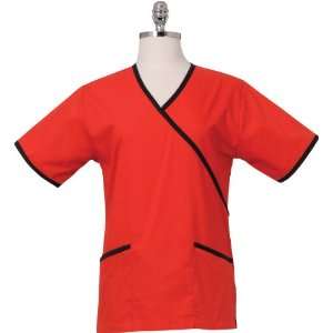    RED XXS Womens Medical Scrub Top, Red/Black, XXS