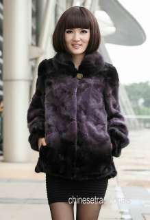 real mink fur coat/square collar/purple gradient color, freeSH 