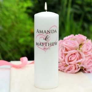  White Embracing Hearts Unity Candle