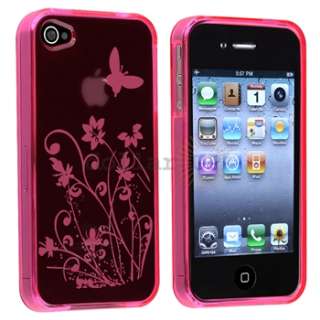 Pink Flower Skin CASE+PRIVACY FILTER+Car+AC Charger+Cable for Apple 