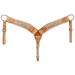  Silver Royal Shaped Breast Collar with Cowhide Hair Inlay 