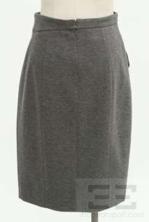 Akris Punto Heather Grey Pleated Pencil Skirt Size 6  