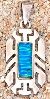 Mexico Mexican 950 Sterling Fiery Blue Lab Opal Pendant  