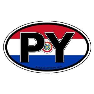  Paraguay PY Flag Car Bumper Sticker Decal Oval Automotive