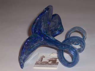 New Murano Blue Art Glass Flower Italy  