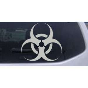 Silver 6in X 5.6in    Bio Hazard Warning Car Window Wall Laptop Decal 