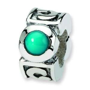  SimStars Reflections Sterling Silver Turquoise CZ Bead 