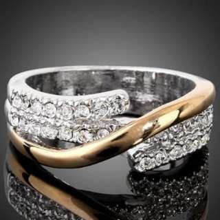 Tone Gold GP Swarovski Crystal ARINNA Wedding Ring  