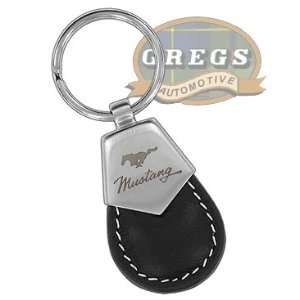 Mustang Key Chain Keychain Key Ring Black Leather 