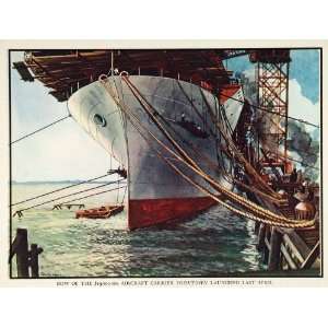 1936 Print Bow Aircraft Carrier Yorktown Stanley Wood 