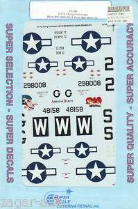 72 SuperScale Decals B 17G Flying Fortress American Beauty & Bobby 