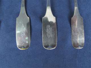 Matching Monogram Coin Silver Spoons Utica NY 1800s  