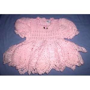  Infants Crochet Dress ~ Pink Frills ~ Size 0 3 months 