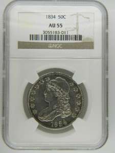 1834 50c Bust Half Dollar NGC AU 55 /C 026  