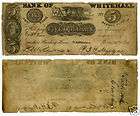 1834 $5 Bank of Whitehall New York   Obsolete Bank Note