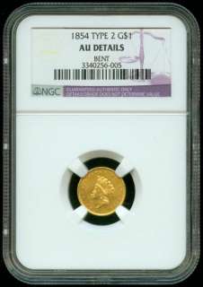 1854 P ~TYPE 2 ~GOLD COIN NGC AU  