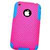 For Apple iPhone 3 G 3G 3GS Blue Skin Hot Pink Hard Hybrid Mesh Case 