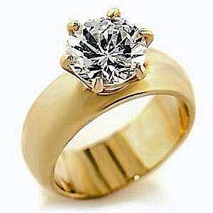 18kt Gold gp Ladies Round Crystal #505 Ring Sz 5 10  