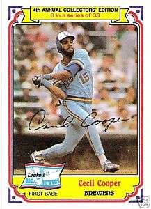 1984 Drakes Big Hitters Cecil Cooper Brewers #8  