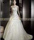 Hot White/Ivory 395 Satin Embroidery A Line Wedding Dress Bridal Gown 