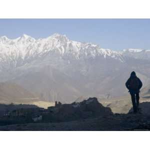  Trekker at Dawn Looking out Over the Old Fortified Village 