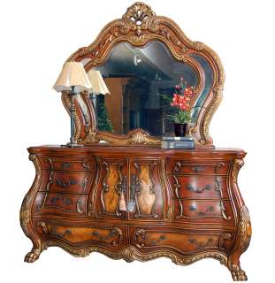 Ornate French Rococo Chest of Drawers Dresser w/ Mirror  