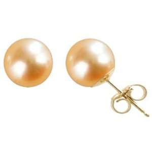   8mm 14k Gold Cultured Pearl Stud Earrings   Dahlia Classic Collection