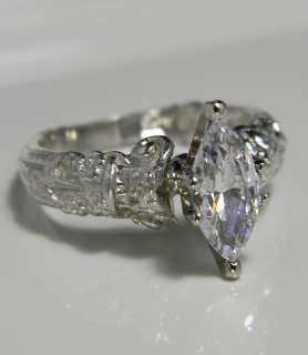 00 CT MARQUISE CUT ANTIQUE STYLE ENGAGEMENT RING .925 SOLID STERLING 