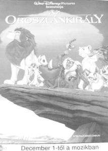 original release The Lion King Disney Hungarian Pressbook z134  