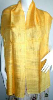 Thai Handcrafted YELLOW GOLD New Pure Silk Fabric Scarf  