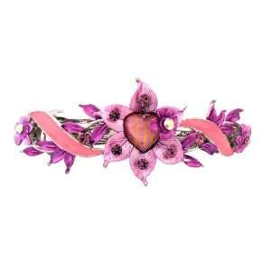com This Barrette Got Heart Pink And Purple Flowers And Heart Ribbon 