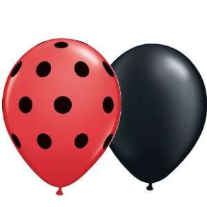  Red Polka Dot & Black Balloons