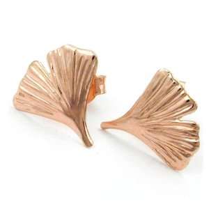  9K Gold Ginkgo Leaf Earrings , Red DE NO Jewelry