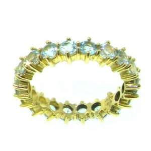 9K Yellow Gold Ladies Aquamarine Full Eternity Ring   Finger Sizes 5 
