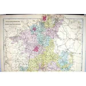  Map C1884 Worcestershire England Gloucestershire