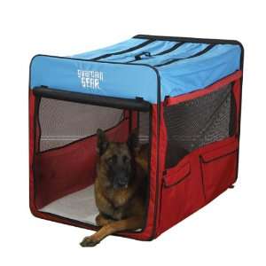  Guardian Gear Collapsible Dog Crate, X Large, Red/Blue 