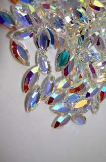 Swarovski Navette Crystal AB Size 15 x 7mm Faceted x 12  