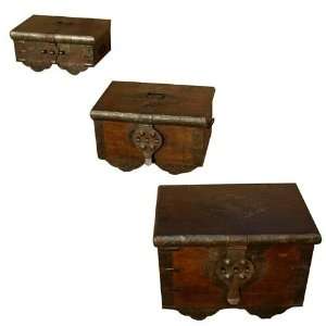  Solid Wood Set of 3 Storage Jewelery Box Chest Trunk 