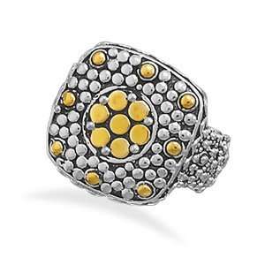   and 14 Karat Gold Plated Oxidized Dot Design Ring Size 6 Jewelry