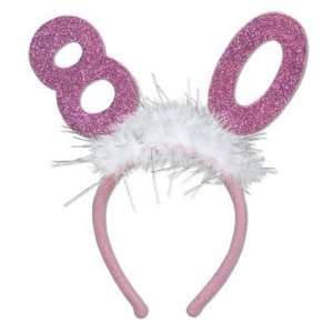   80th Birthday Glittered Pink Boppers with Marabou Trim Toys & Games