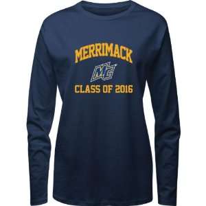 Merrimack Warriors Navy Womens Class of 2016 Arch Long Sleeve T Shirt 