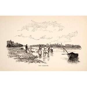  1894 Wood Engraving France Fishing Garonne River Art Net 