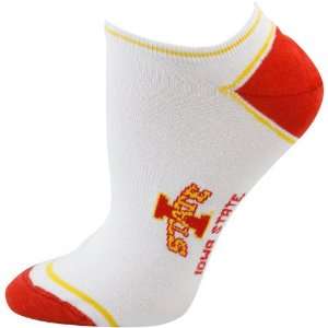   State Cyclones Ladies White No Show Ankle Socks