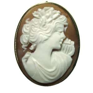   , Master Carved, Conch Shell Cameo Pin Pendant Italian Jewelry