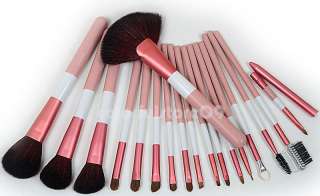 New 18 pcs pink GOAT HAIR Make up Mineral Brush set 231  