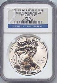 2011 Reverse Proof Silver Eagle, 25th Anniversary Set, NGC PF 70 