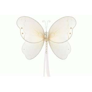  Brianna Butterfly Decoration   with ribbon trail   white 