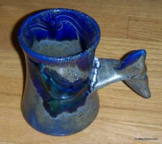 Hand Crafted Blue Whale Tail Coffee Mug Signed Doug Wylie  