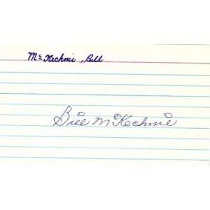  Bill McKechnie Autographed 3x5 Card